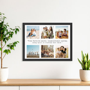 Modern Personalised 6 Photo Collage Custom Quote Poster
