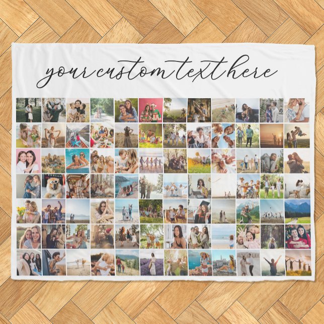 Modern Personalised 84 Photo Collage Fleece Blanket (Creator Uploaded)