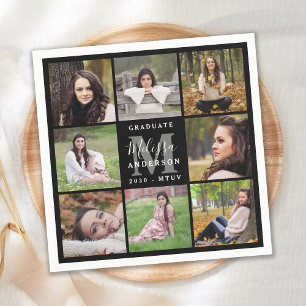 Modern Personalised 8 Photo Collage Graduation Napkin