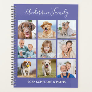 Modern Personalised 9 Photo Collage Periwinkle Planner