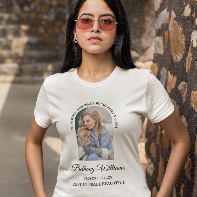 Modern Personalised Arch Photo Memorial T-Shirt (Creator Uploaded)