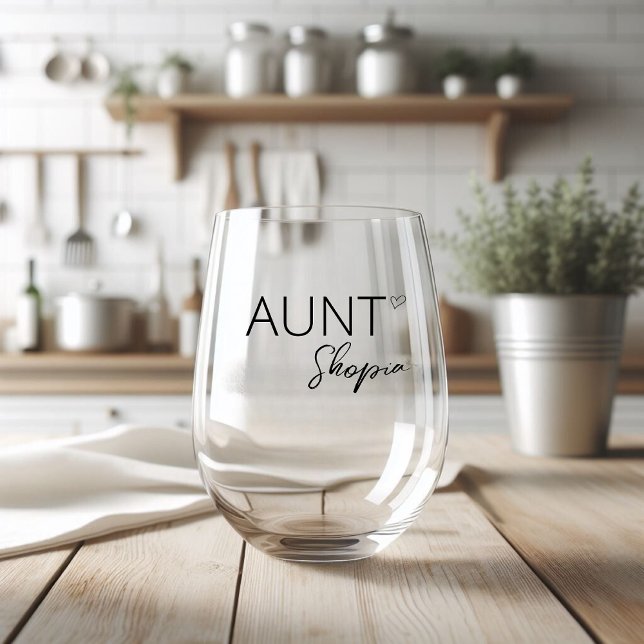 Modern Personalised Aunt Gift Stemless Wine Glass (Creator Uploaded)