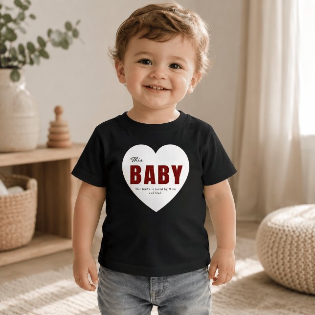 Modern Personalised Baby Heart T-Shirt (Creator Uploaded)
