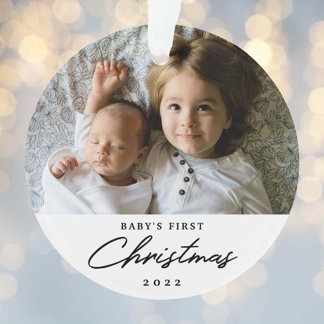 Modern Personalised Baby's First Christmas Photo Ornament (Creator Uploaded)