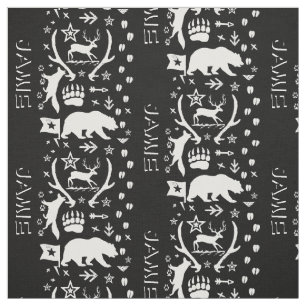 Modern Personalised Bear Fox Deer Boys Room Fabric