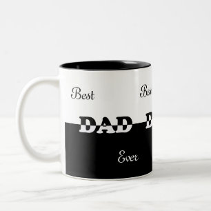 Modern Personalised Best Dad on Black & White Two-Tone Coffee Mug