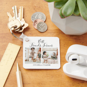 Modern Personalised Best Friends Forever   2 Photo Key Ring