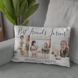 Modern Personalised Best Friends Forever   3 Photo Lumbar Cushion