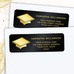Modern Personalised Black and Gold Graduation
