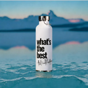 Modern Personalised Black Colour Text Water Bottle