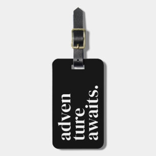 Modern Personalised Black Luggage Tag