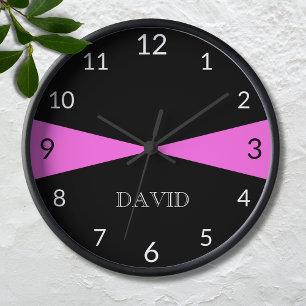 Modern Personalised Black White Bubblegum Pink Clock