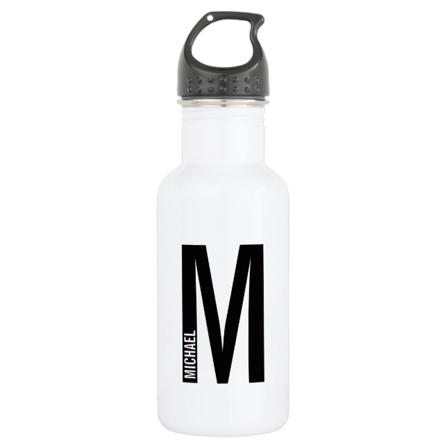 Modern Personalised Bold Monogram and Name 532 Ml Water Bottle (Front)