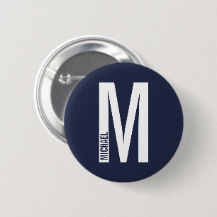 Modern Personalised Bold Monogram and Name 6 Cm Round Badge