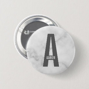 Modern Personalised Bold Monogram and Name 6 Cm Round Badge