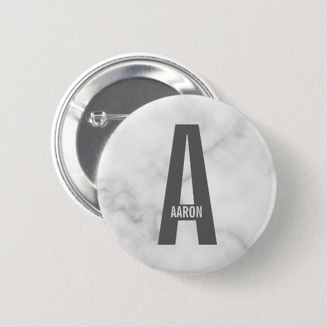 Modern Personalised Bold Monogram and Name 6 Cm Round Badge (Front & Back)