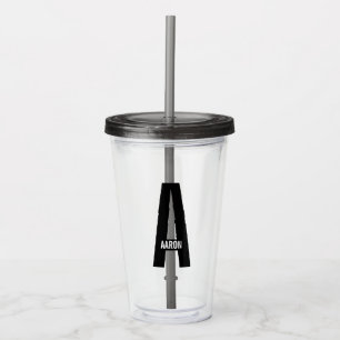 Modern Personalised Bold Monogram and Name Acrylic Tumbler