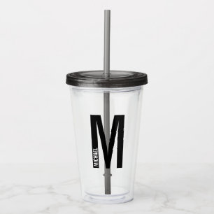 Modern Personalised Bold Monogram and Name Acrylic Tumbler