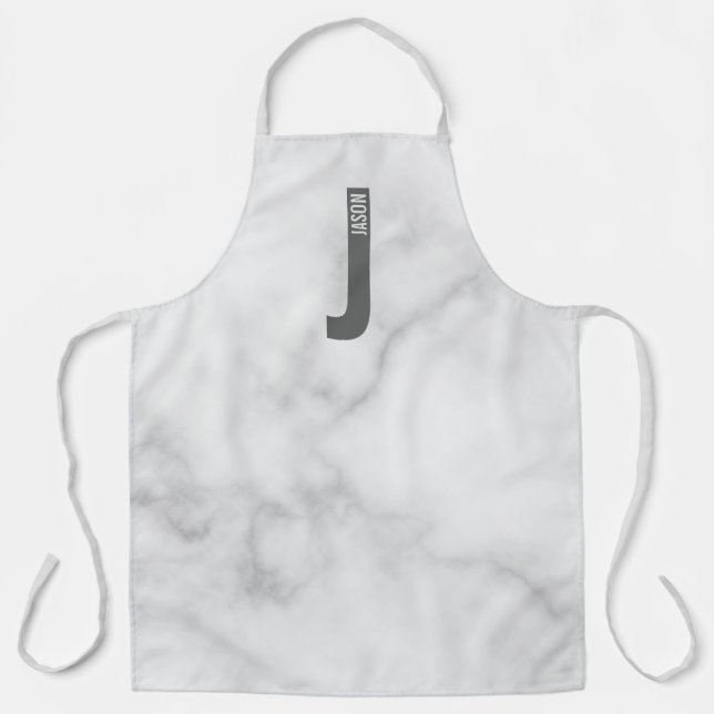 Modern Personalised Bold Monogram and Name Apron (Front)