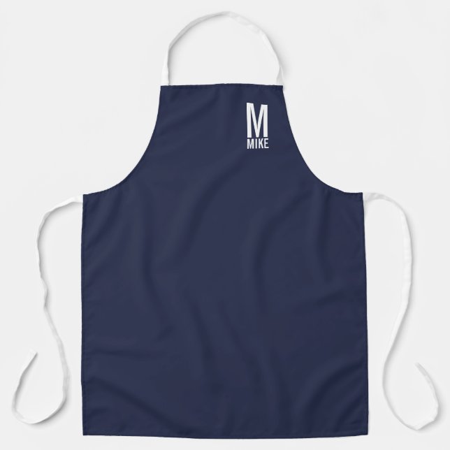Modern Personalised Bold Monogram and Name Apron (Front)