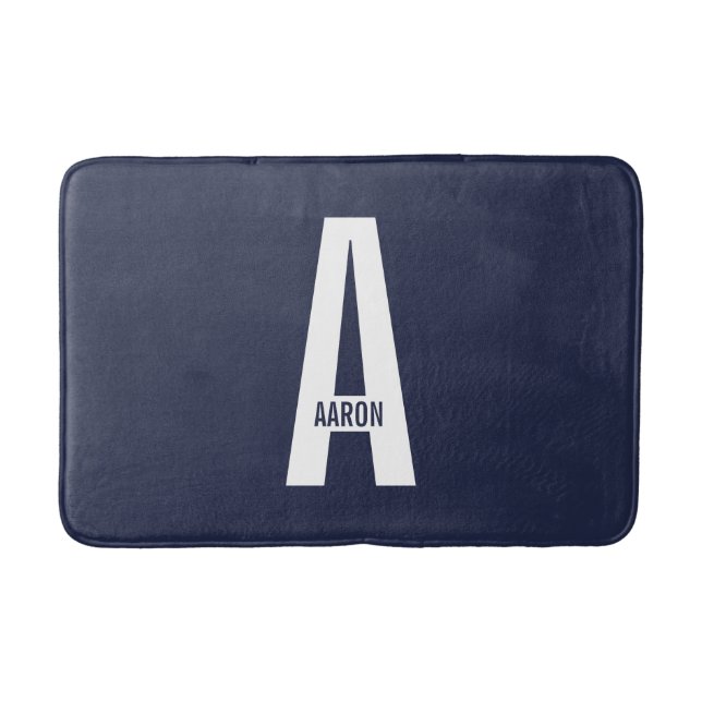 Modern Personalised Bold Monogram and Name Bath Mat (Front)