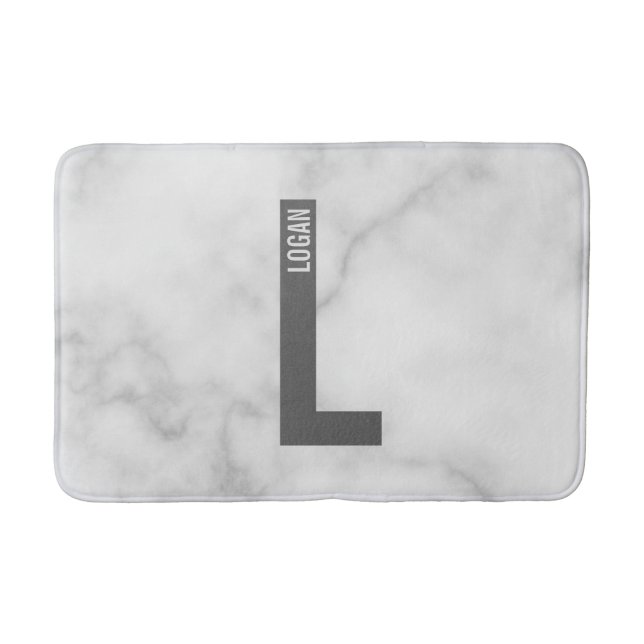 Modern Personalised Bold Monogram and Name Bath Mat (Front)