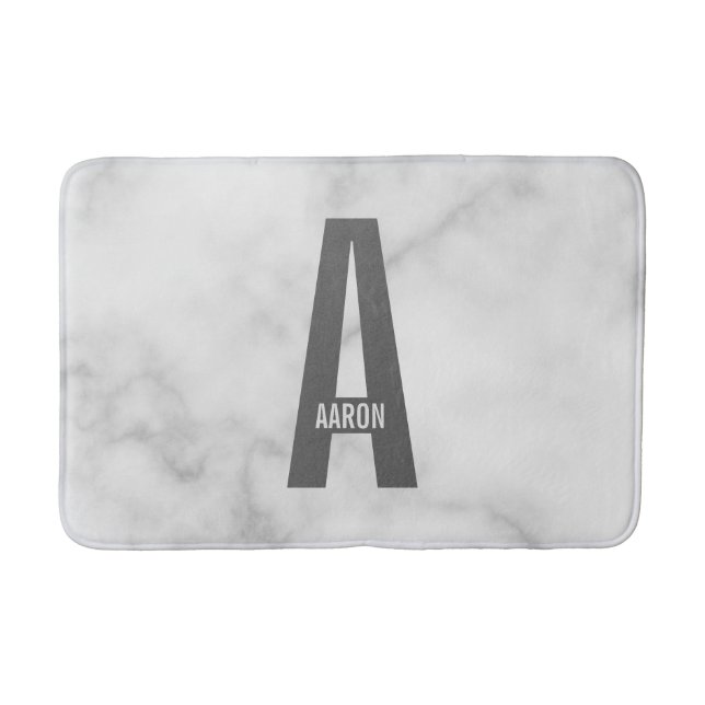 Modern Personalised Bold Monogram and Name Bath Mat (Front)