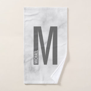Modern Personalised Bold Monogram and Name Bath Towel Set
