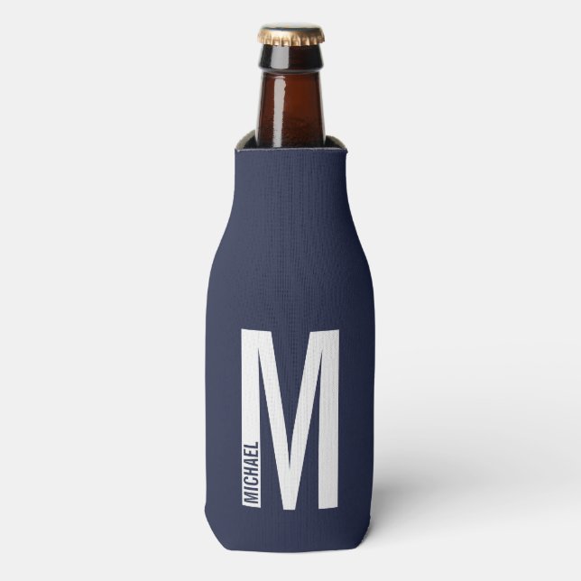 Modern Personalised Bold Monogram and Name Bottle Cooler (Bottle Front)