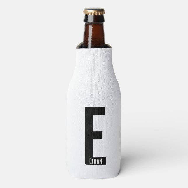 Modern Personalised Bold Monogram and Name Bottle Cooler (Bottle Front)