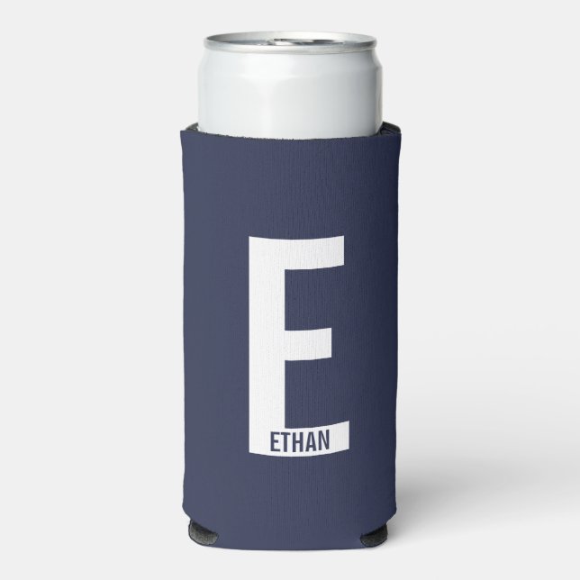 Modern Personalised Bold Monogram and Name Can Coo Seltzer Can Cooler (Seltzer Front)