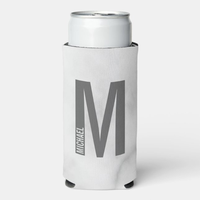 Modern Personalised Bold Monogram and Name Can Coo Seltzer Can Cooler (Seltzer Front)
