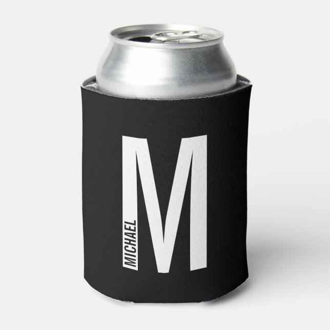 Modern Personalised Bold Monogram and Name Can Cooler (Can Front)