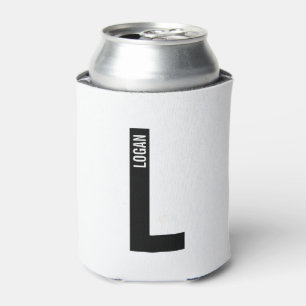 Modern Personalised Bold Monogram and Name Can Cooler