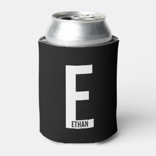 Modern Personalised Bold Monogram and Name Can Cooler