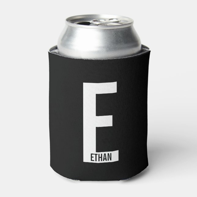 Modern Personalised Bold Monogram and Name Can Cooler (Can Front)