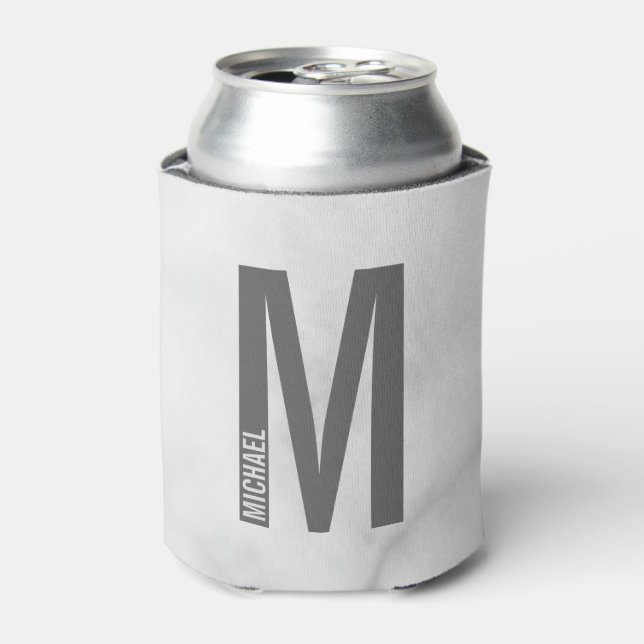 Modern Personalised Bold Monogram and Name Can Cooler (Can Front)