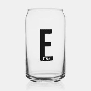 Modern Personalised Bold Monogram and Name Can Glass
