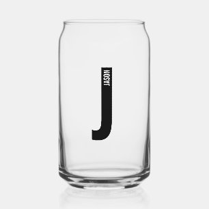 Modern Personalised Bold Monogram and Name Can Glass
