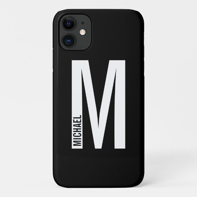 Modern Personalised Bold Monogram and Name Case-Mate iPhone Case (Back)