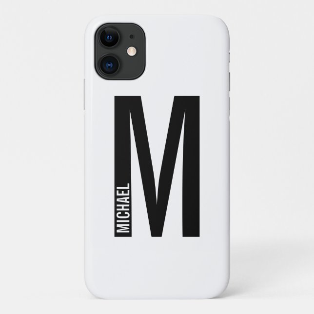 Modern Personalised Bold Monogram and Name Case-Mate iPhone Case (Back)