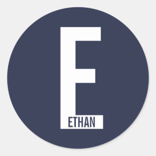 Modern Personalised Bold Monogram and Name Classic Round Sticker
