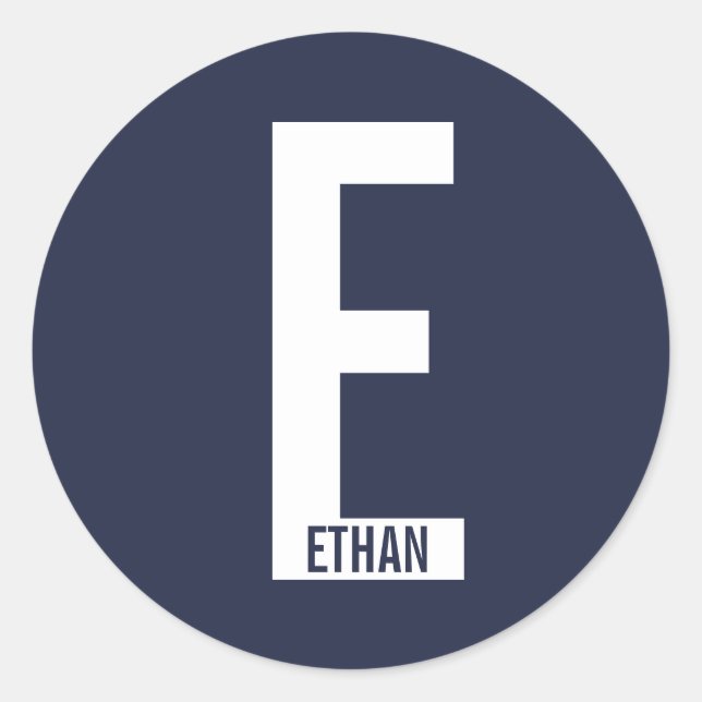 Modern Personalised Bold Monogram and Name Classic Round Sticker (Front)