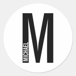 Modern Personalised Bold Monogram and Name Classic Round Sticker