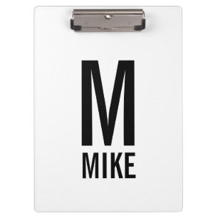 Modern Personalised Bold Monogram and Name Clipboard