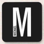 Modern Personalised Bold Monogram and Name Coaster<br><div class="desc">Modern Monogram Design featuring personalised monogram letter "M" and name in modern bold sans serif font style.

Perfect gift for him,  father's day gift,  groomsman gift and more.</div>