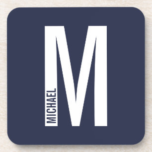 Modern Personalised Bold Monogram and Name Coaster