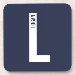 Modern Personalised Bold Monogram and Name Coaster
