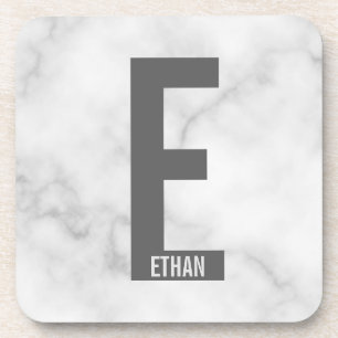 Modern Personalised Bold Monogram and Name Coaster