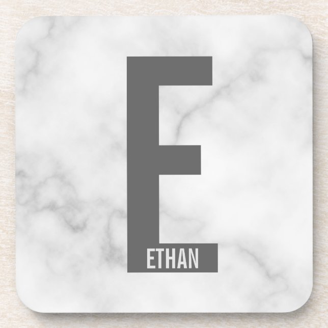 Modern Personalised Bold Monogram and Name Coaster (Front)